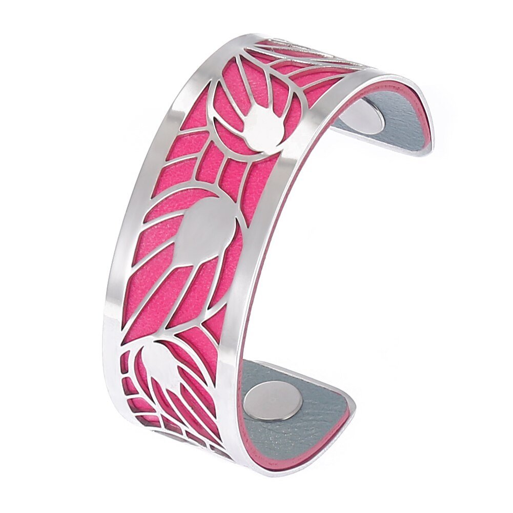 Bracelet Manchettes Femme En Acier à Motifs De Feuilles - Bijoux De Lune