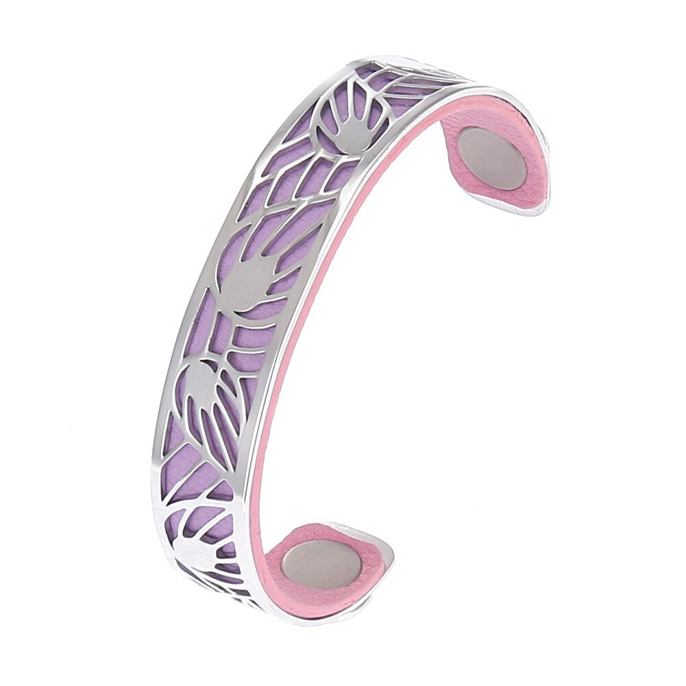 Bracelet Manchettes Femme En Acier à Motifs De Feuilles - Bijoux De Lune