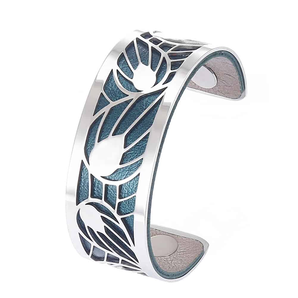 Bracelet Manchettes Femme En Acier à Motifs De Feuilles - Bijoux De Lune