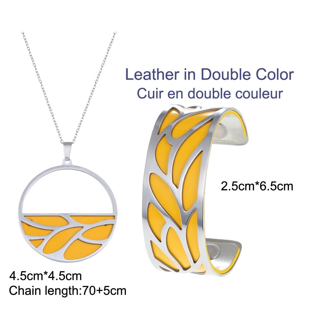 Bracelet Manchettes Femme Et Collier Ensemble à Motif Floral Multicolore Personnalisable - Bijoux De Lune