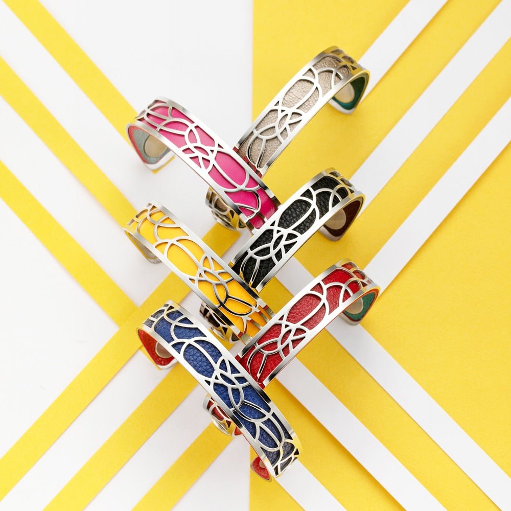 Bracelet Manchettes Femme Motif Floral Multicolore Personnalisable 14mm - Bijoux De Lune