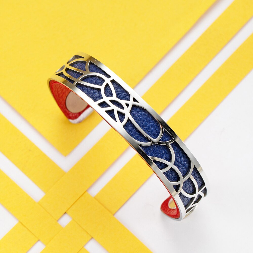 Bracelet Manchettes Femme Motif Floral Multicolore Personnalisable 14mm - Bijoux De Lune