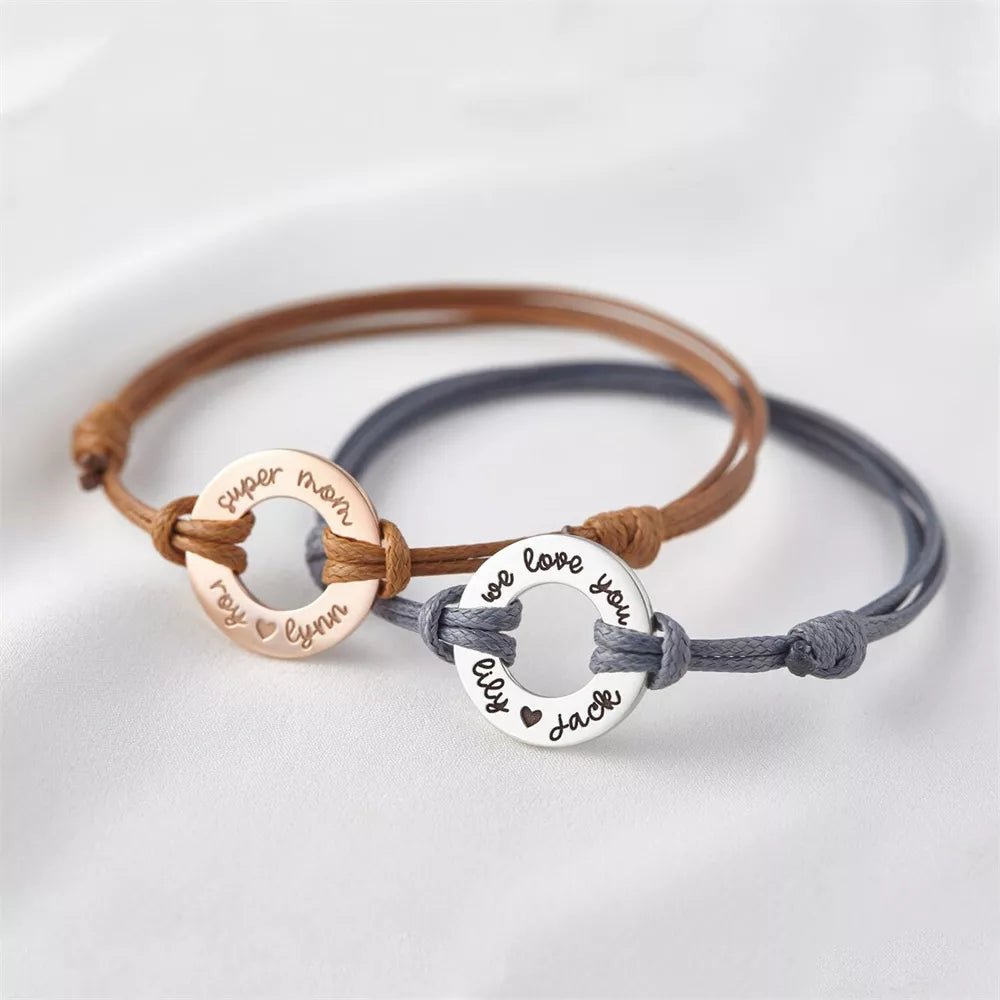 Bracelet Medaille Personnalisé Avec Corde Pour Couple - Bijoux De Lune