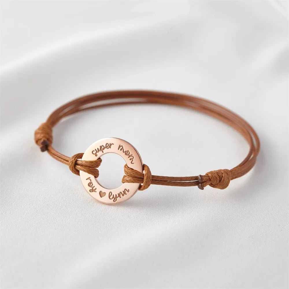 Bracelet Medaille Personnalisé Avec Corde Pour Couple - Bijoux De Lune
