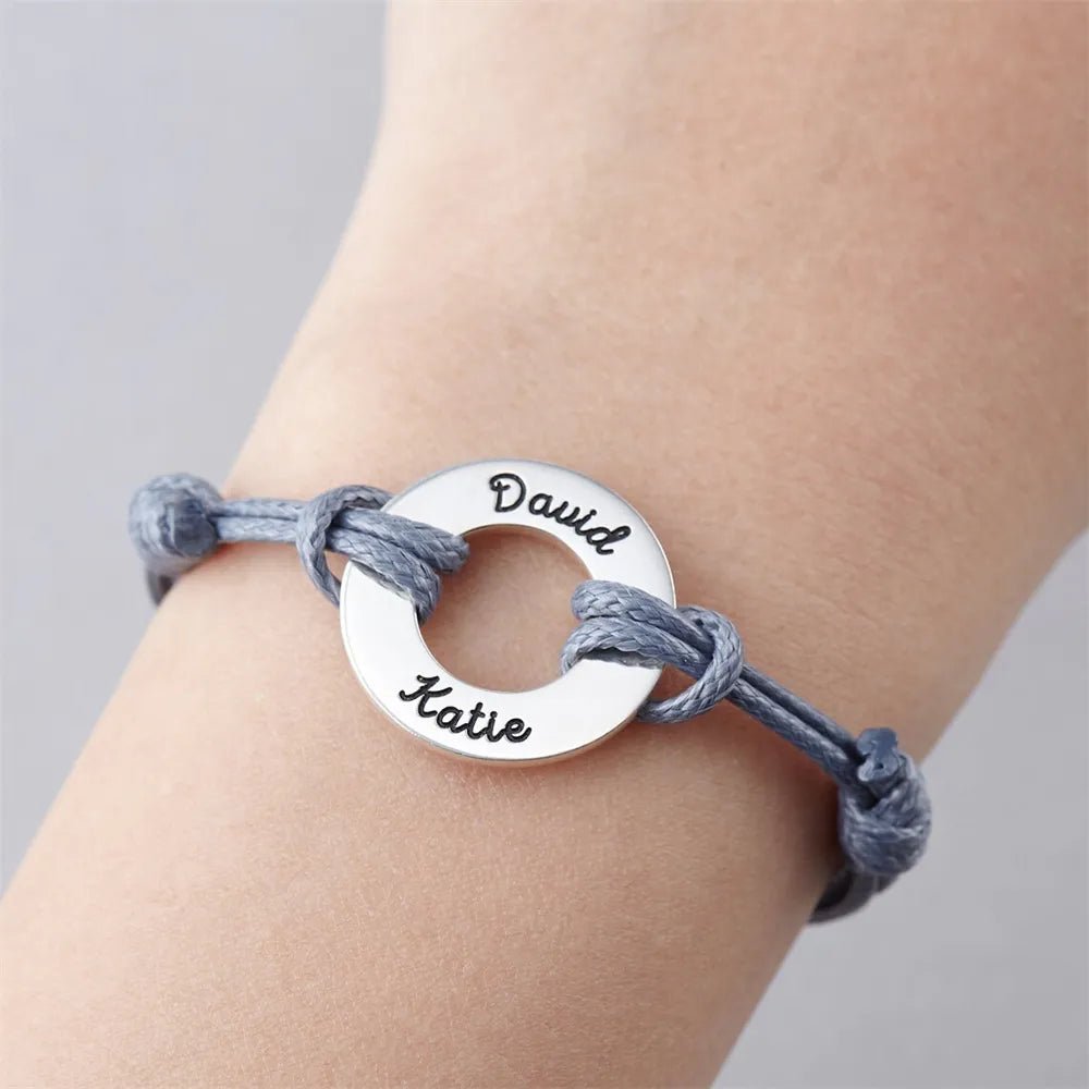 Bracelet Medaille Personnalisé Avec Corde Pour Couple - Bijoux De Lune