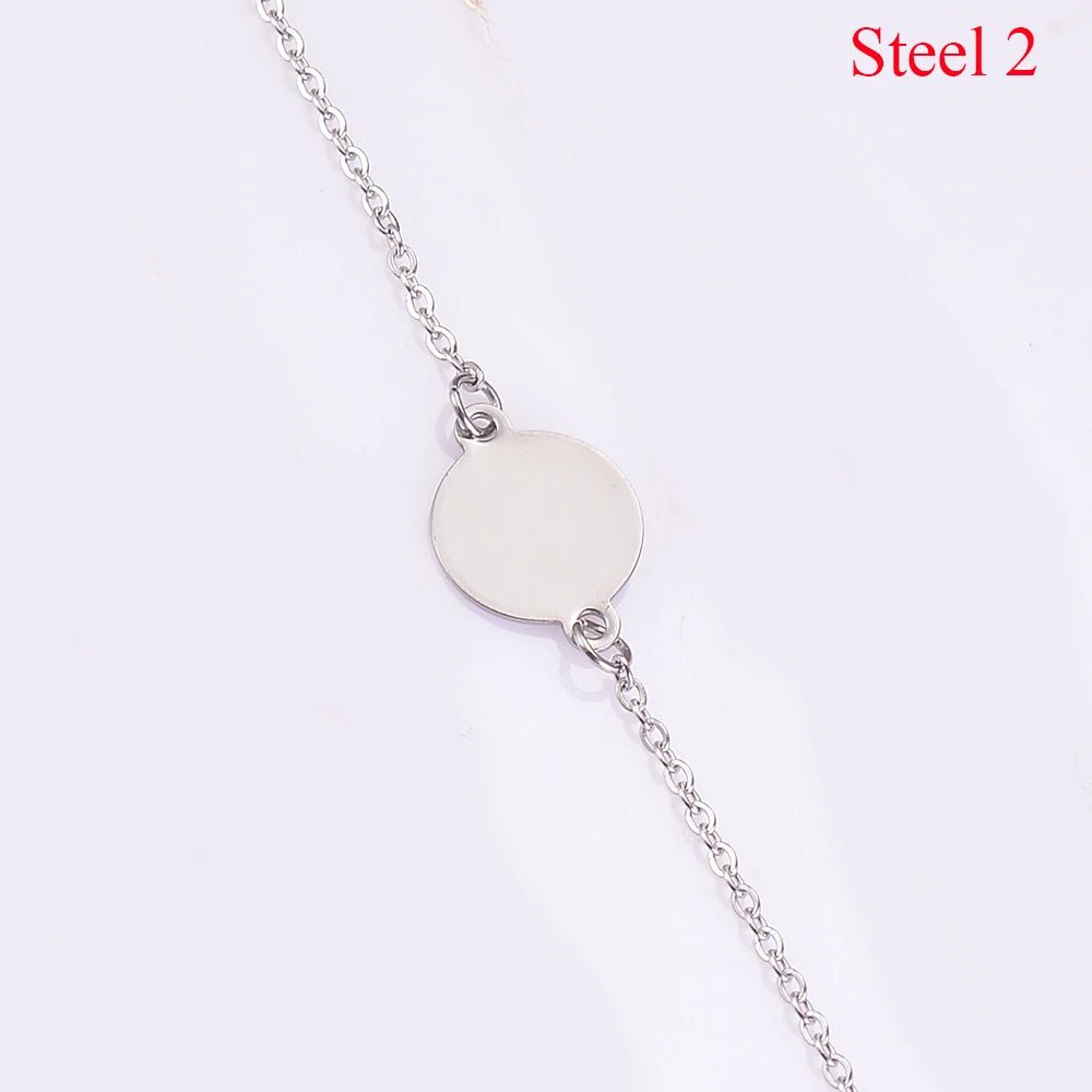 Bracelet Medaille Personnalisé Avec Fine Chaîne En Acier - Bijoux De Lune