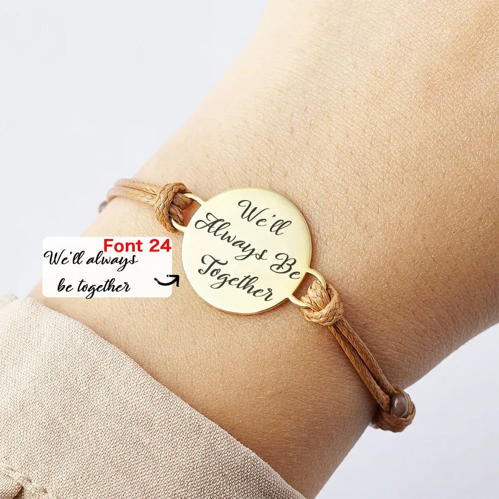 Bracelet Medaille Personnalisé Rond Pour Couple - Bijoux De Lune