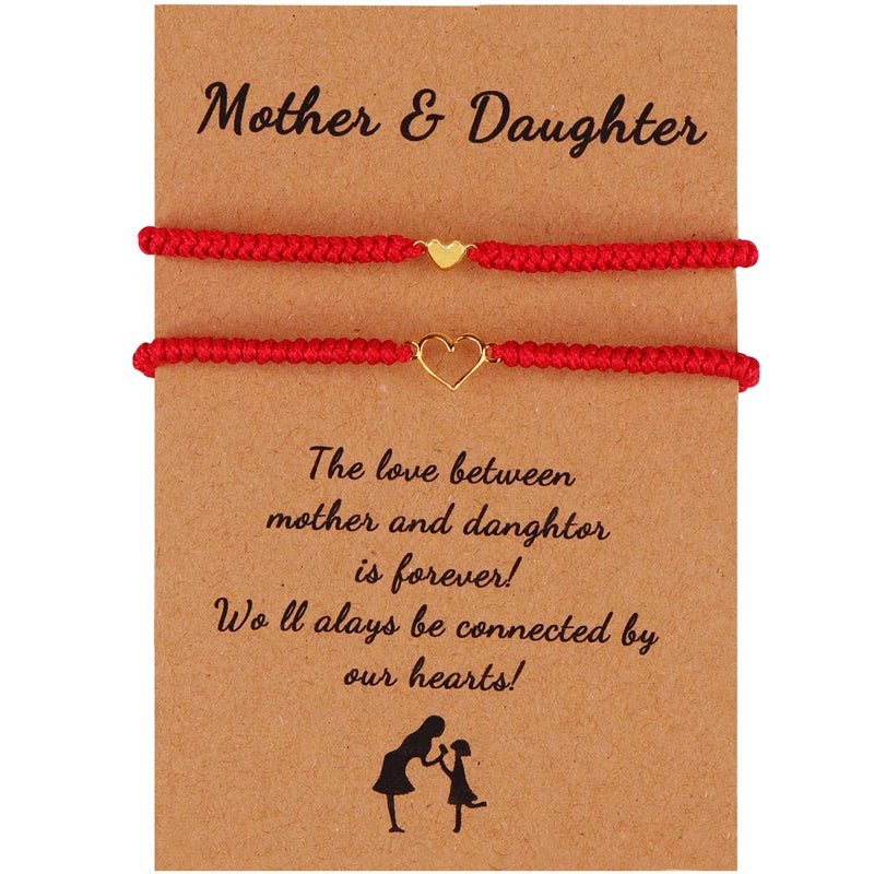 Bracelet Mere Fille En Forme De Cœur Corde Tressée - Bijoux De Lune