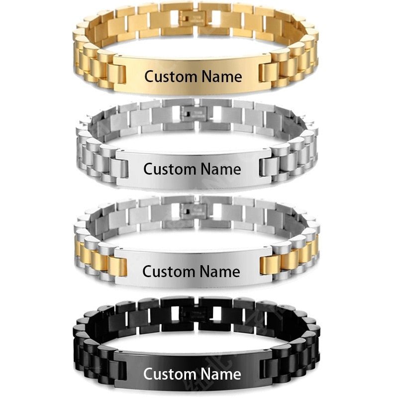 Bracelet Personnalisé Homme Cuir, Acier Et Silicone - Bijoux De Lune