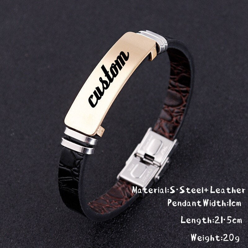Bracelet Personnalisé Homme Cuir, Acier Et Silicone - Bijoux De Lune