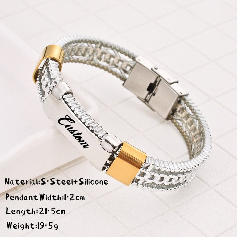 Bracelet Personnalisé Homme Cuir, Acier Et Silicone - Bijoux De Lune
