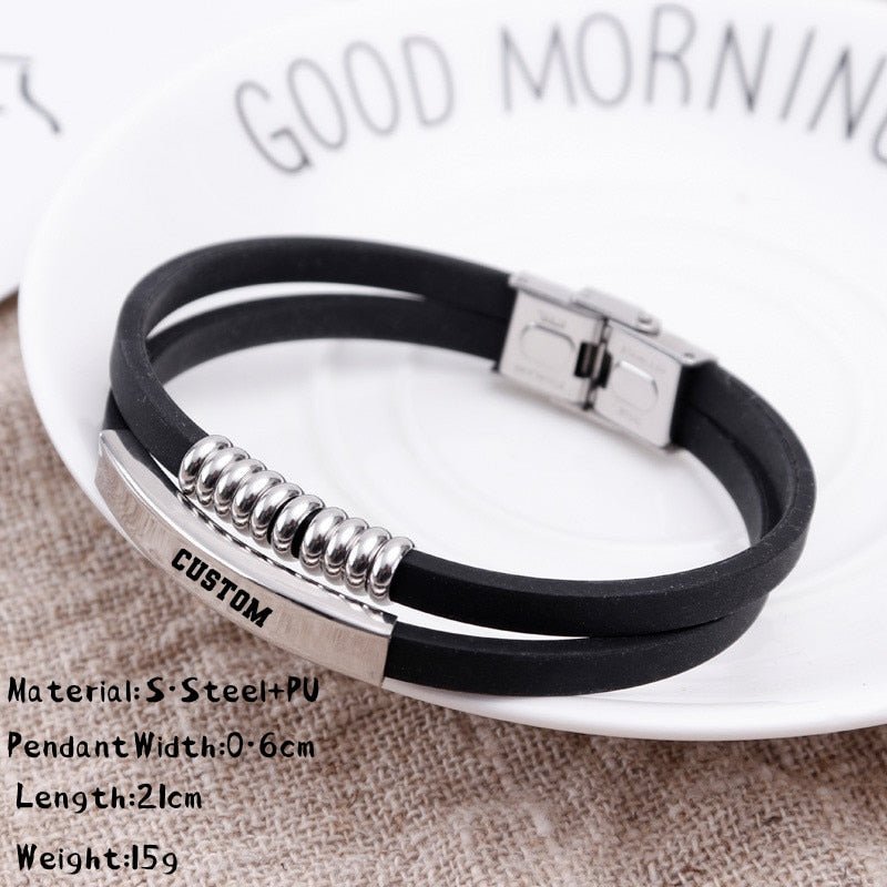Bracelet Personnalisé Homme Cuir, Acier Et Silicone - Bijoux De Lune