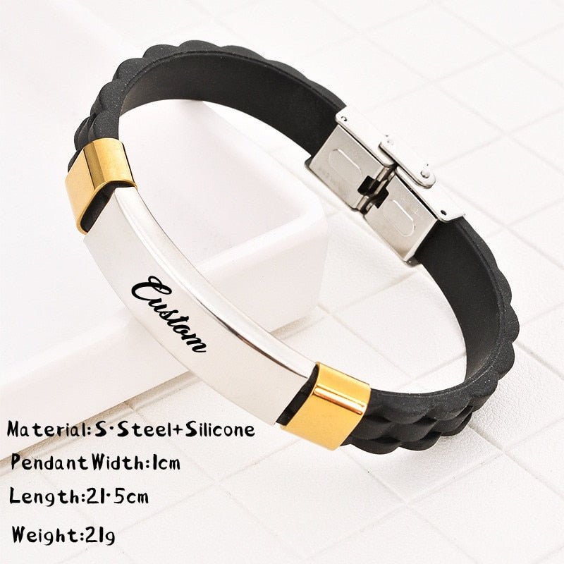 Bracelet Personnalisé Homme Cuir, Acier Et Silicone - Bijoux De Lune
