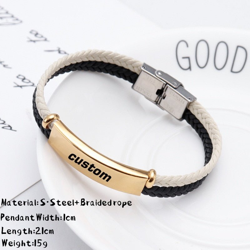 Bracelet Personnalisé Homme Cuir, Acier Et Silicone - Bijoux De Lune