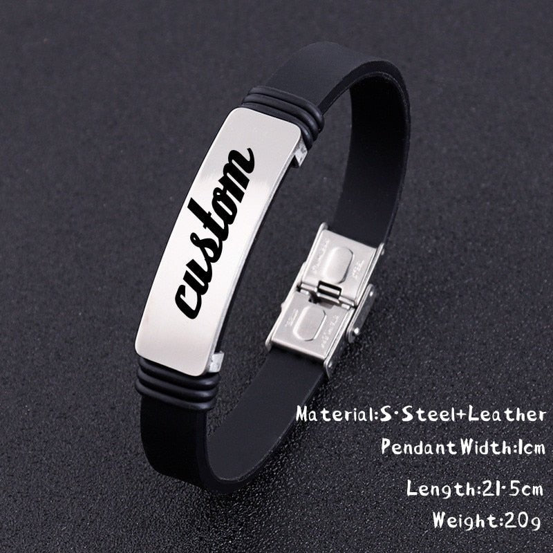 Bracelet Personnalisé Homme Cuir, Acier Et Silicone - Bijoux De Lune