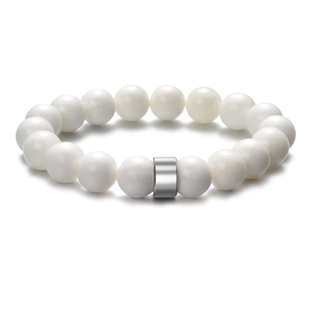 Bracelet Personnalisé Homme De Perles De Pierre Naturelle Les Nom De Famille Sculpté Perle Oeil De Tigre - Bijoux De Lune