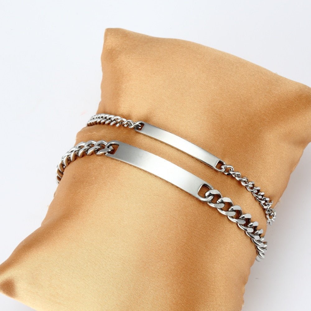 Bracelet Personnalisé Homme Logo Et Nom Graver En Acier Inoxydable - Bijoux De Lune