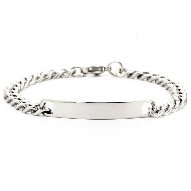 Bracelet Personnalisé Homme Logo Et Nom Graver En Acier Inoxydable - Bijoux De Lune