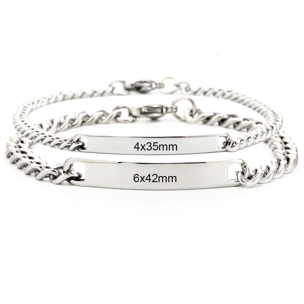 Bracelet Personnalisé Homme Logo Et Nom Graver En Acier Inoxydable - Bijoux De Lune