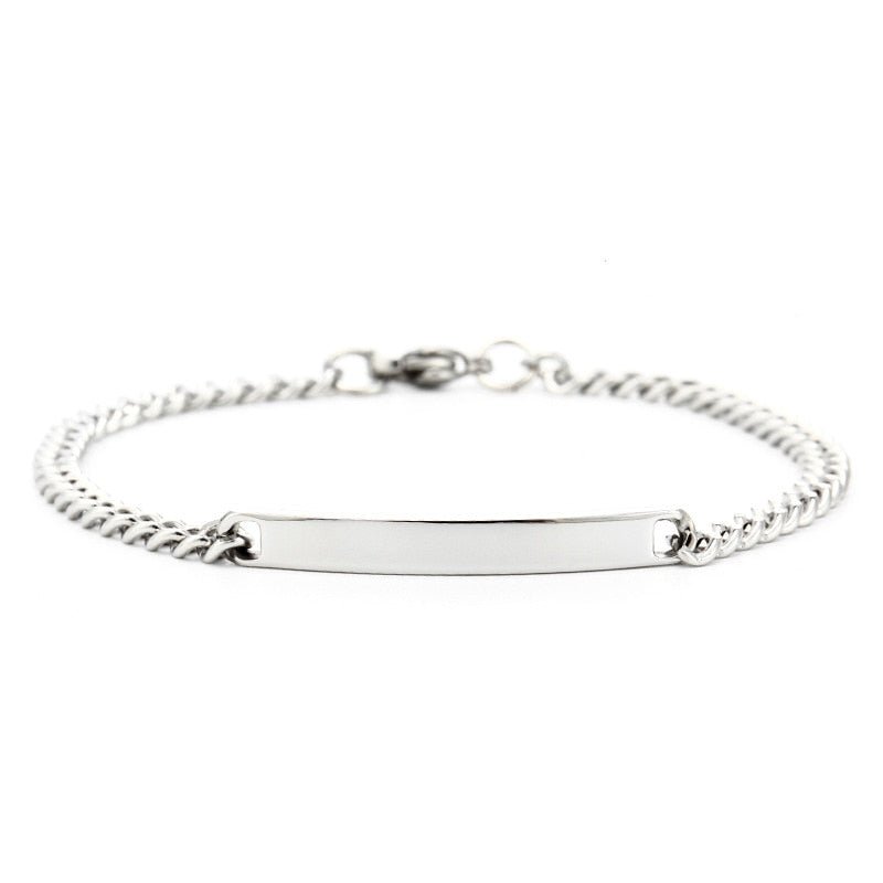 Bracelet Personnalisé Homme Logo Et Nom Graver En Acier Inoxydable - Bijoux De Lune