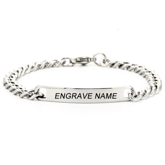 Bracelet Personnalisé Homme Logo Et Nom Graver En Acier Inoxydable - Bijoux De Lune