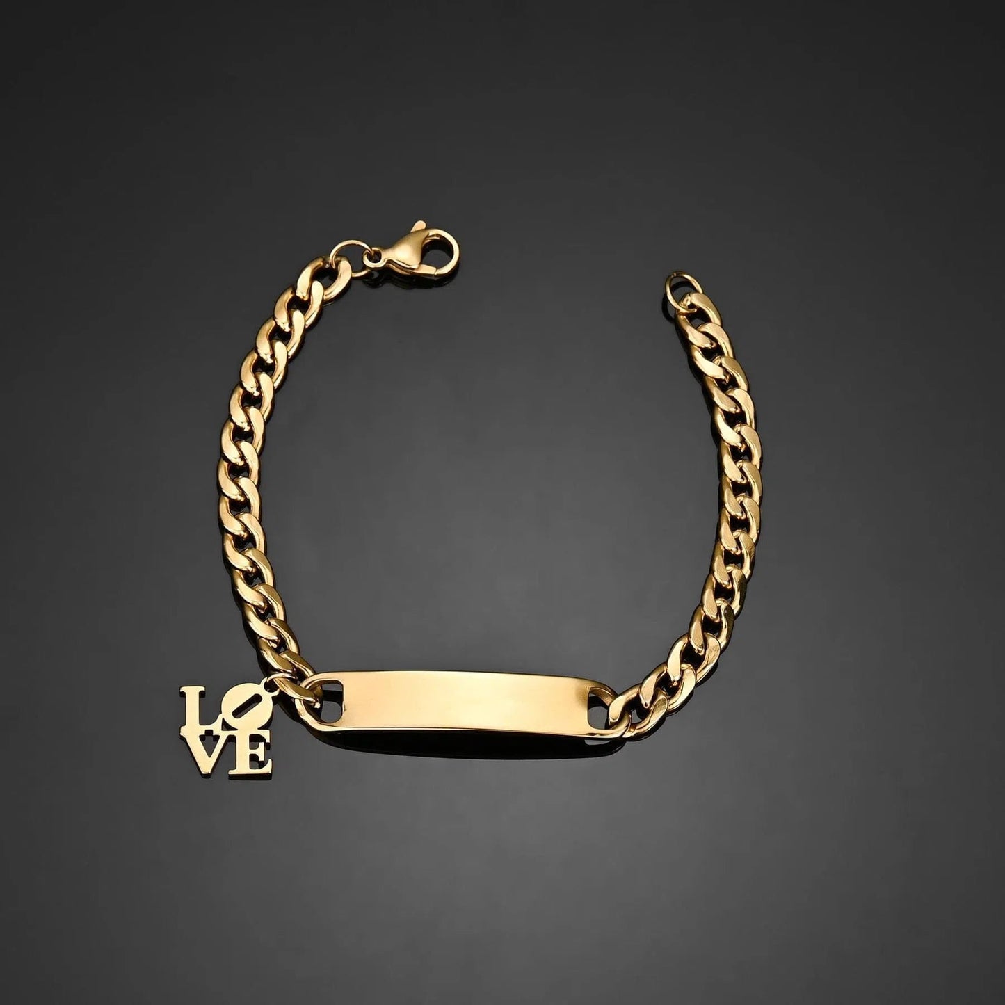 Bracelet Personnalisé Homme Luxe Chaîne Cubaine Ajustable Avec Nom Brodé - Bijoux De Lune