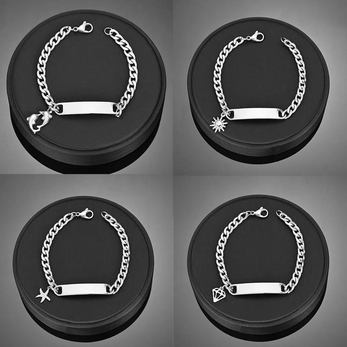 Bracelet Personnalisé Homme Luxe Chaîne Cubaine Ajustable Avec Nom Brodé - Bijoux De Lune