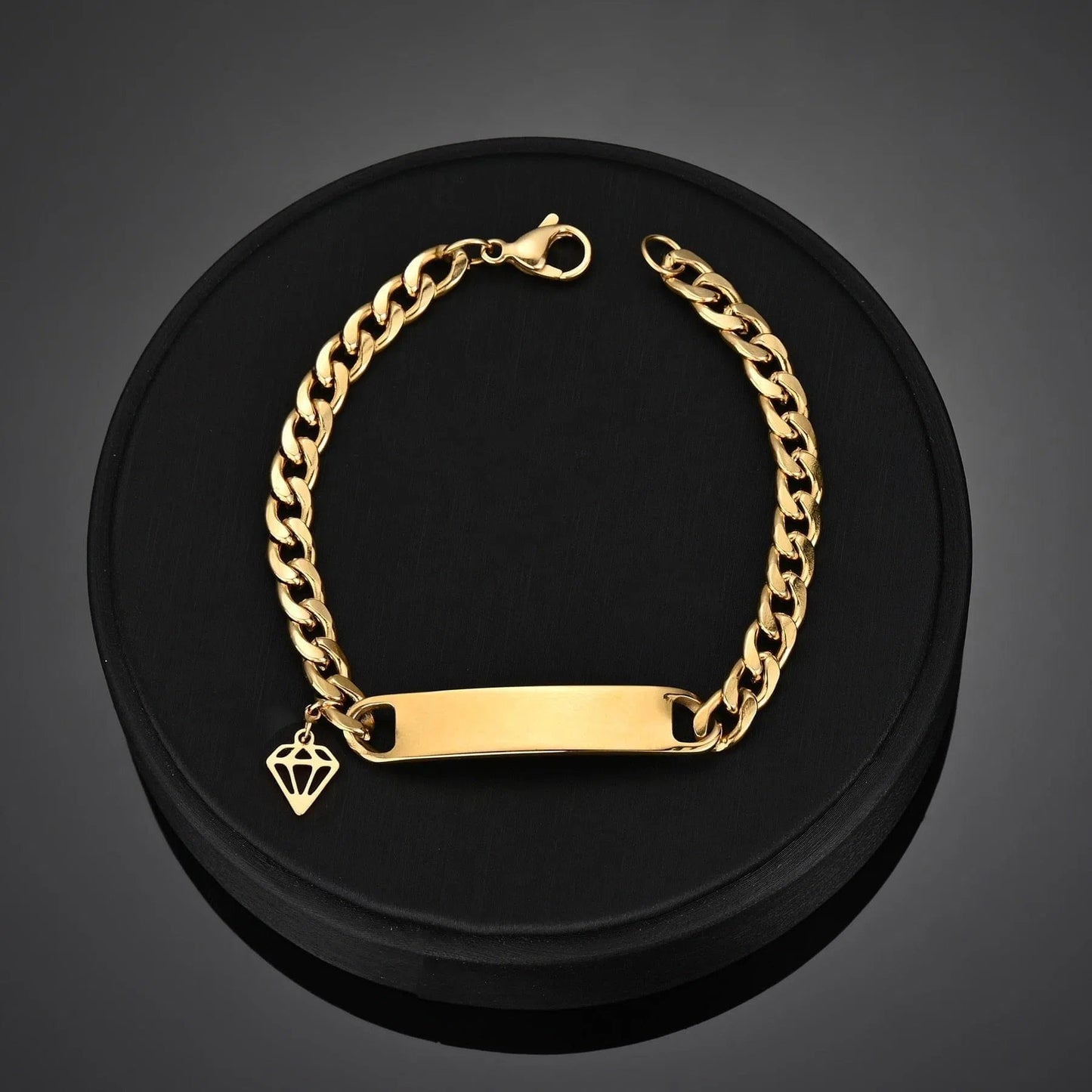 Bracelet Personnalisé Homme Luxe Chaîne Cubaine Ajustable Avec Nom Brodé - Bijoux De Lune