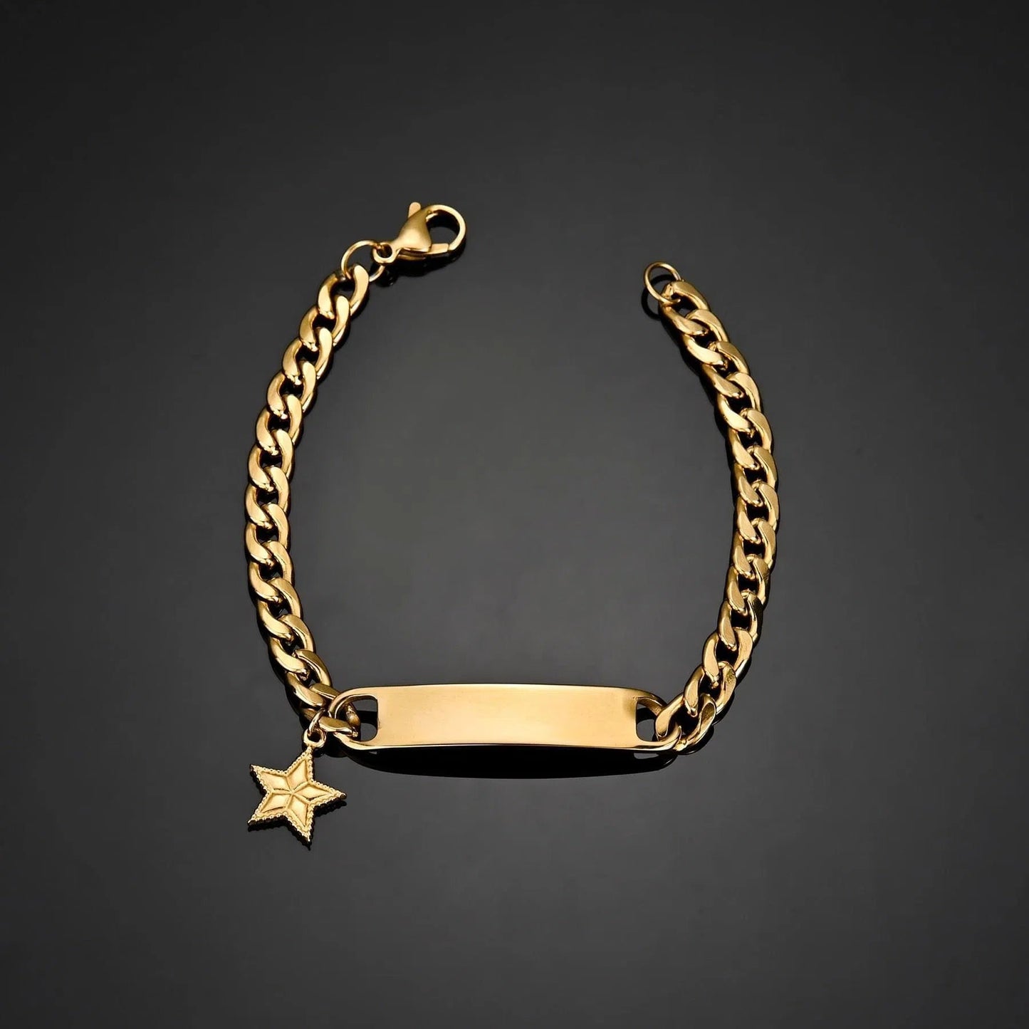 Bracelet Personnalisé Homme Luxe Chaîne Cubaine Ajustable Avec Nom Brodé - Bijoux De Lune
