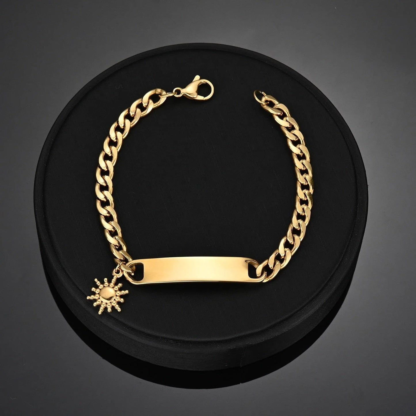 Bracelet Personnalisé Homme Luxe Chaîne Cubaine Ajustable Avec Nom Brodé - Bijoux De Lune
