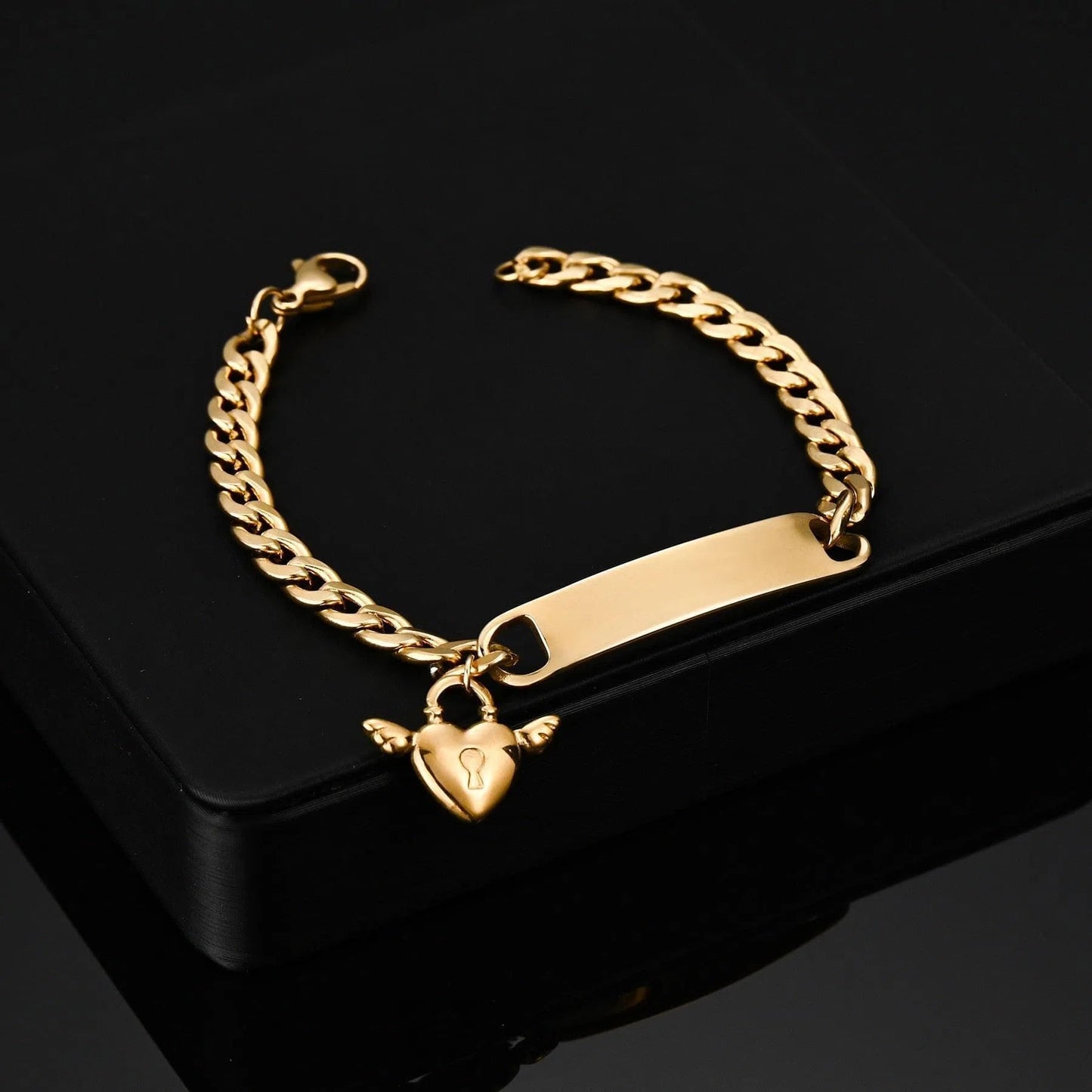 Bracelet Personnalisé Homme Luxe Chaîne Cubaine Ajustable Avec Nom Brodé - Bijoux De Lune