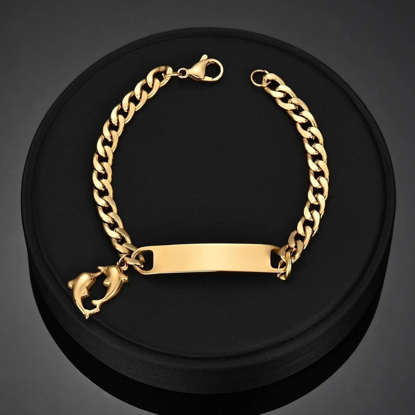 Bracelet Personnalisé Homme Luxe Chaîne Cubaine Ajustable Avec Nom Brodé - Bijoux De Lune