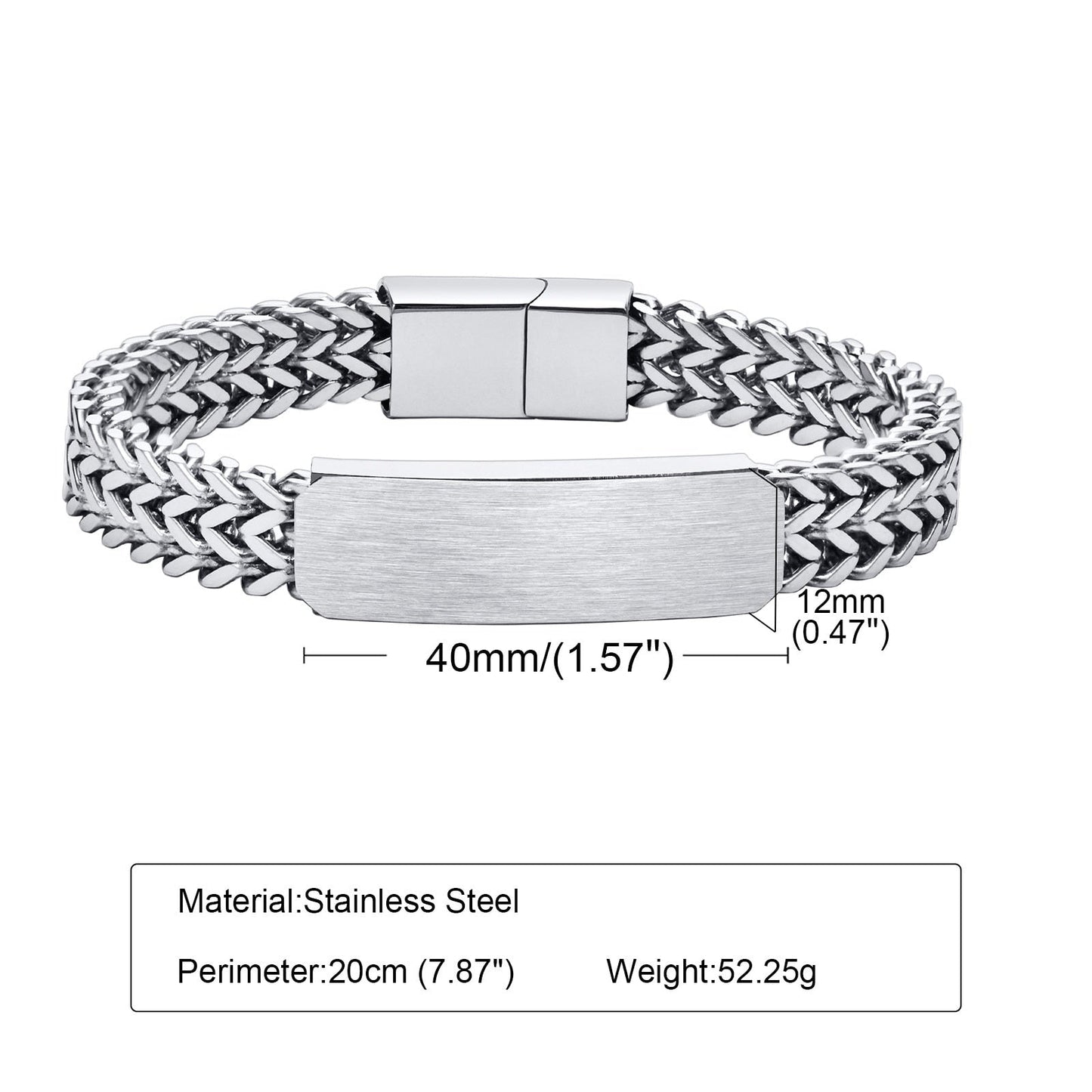 Bracelet Personnalisé Pour Hommes En Acier à Double Couche De Chaîne à Mailles Cubaines - Bijoux De Lune