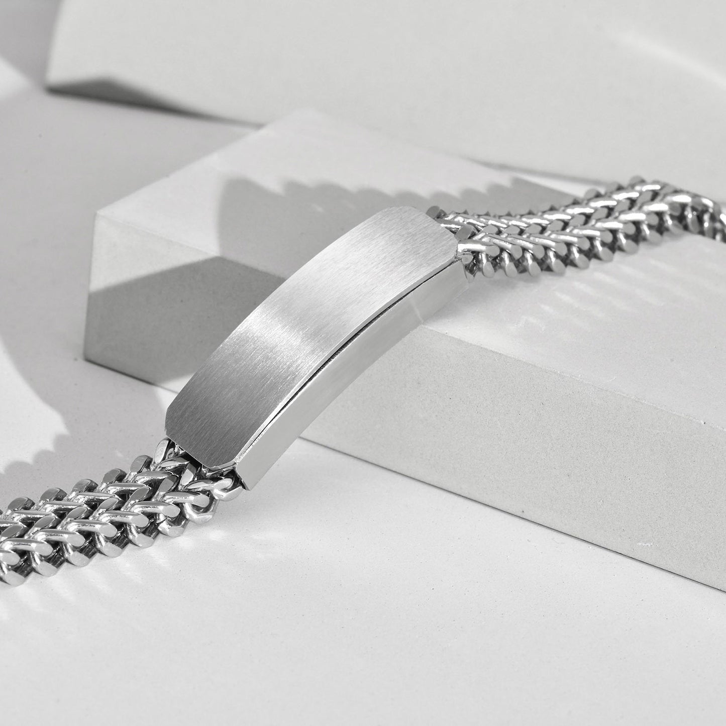 Bracelet Personnalisé Pour Hommes En Acier à Double Couche De Chaîne à Mailles Cubaines - Bijoux De Lune