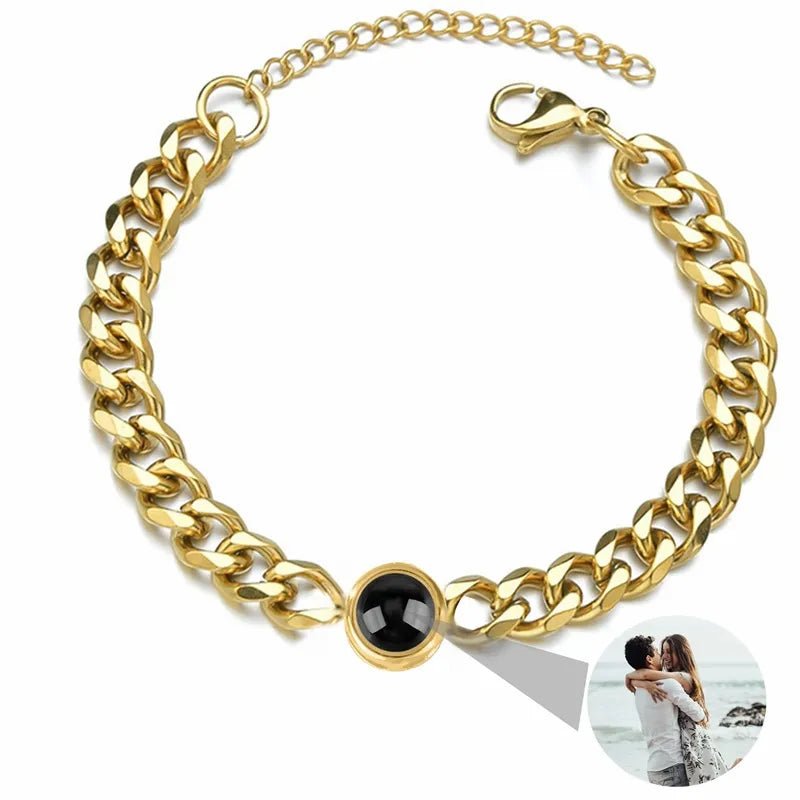 Bracelet Photo Personnalisé Homme En Acier Titane - Bijoux De Lune