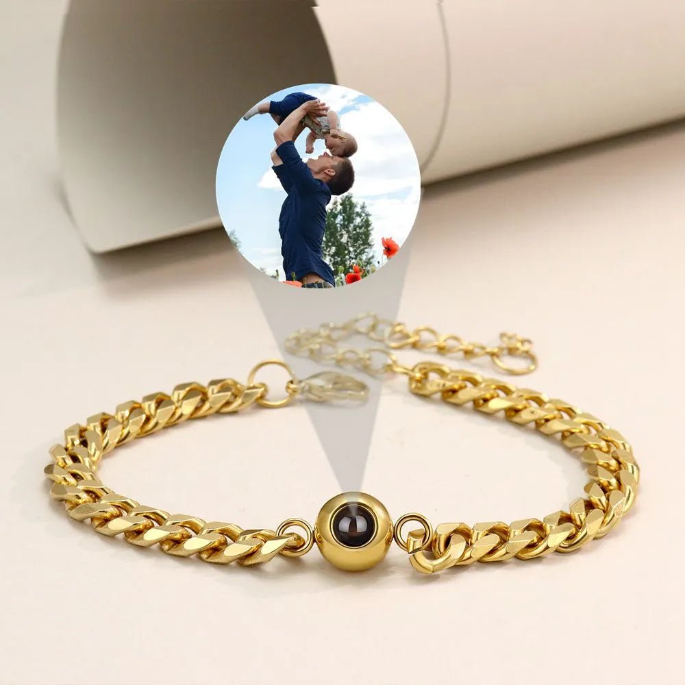 Bracelet Photo Personnalisé Homme En Acier Titane - Bijoux De Lune