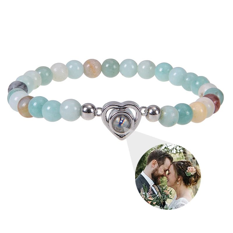Bracelet Photo Personnalisé Homme En Perles - Bijoux De Lune