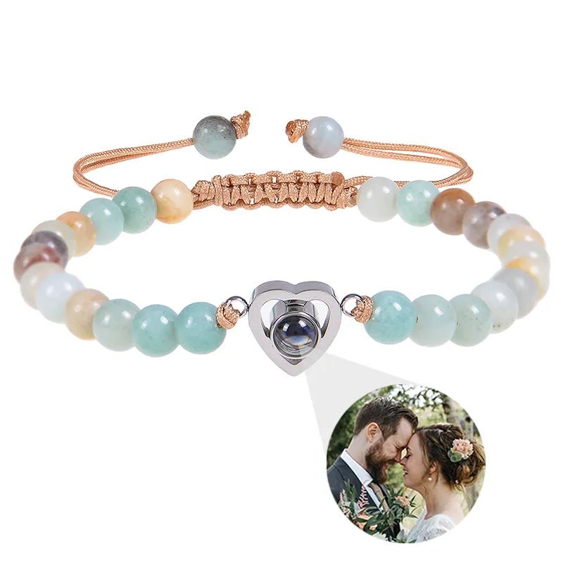 Bracelet Photo Personnalisé Homme En Perles - Bijoux De Lune