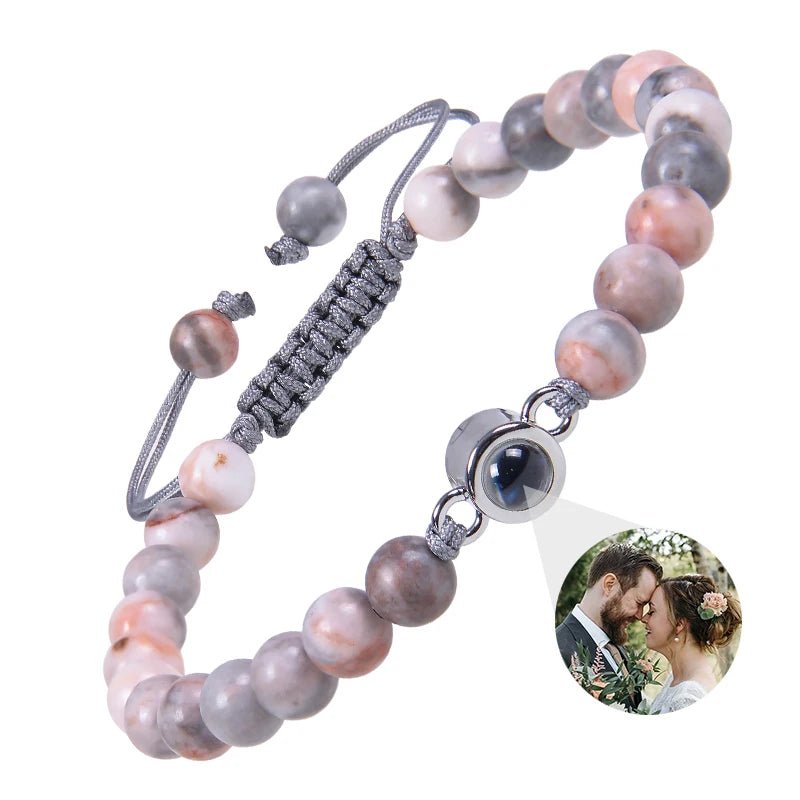 Bracelet Photo Personnalisé Homme En Perles - Bijoux De Lune