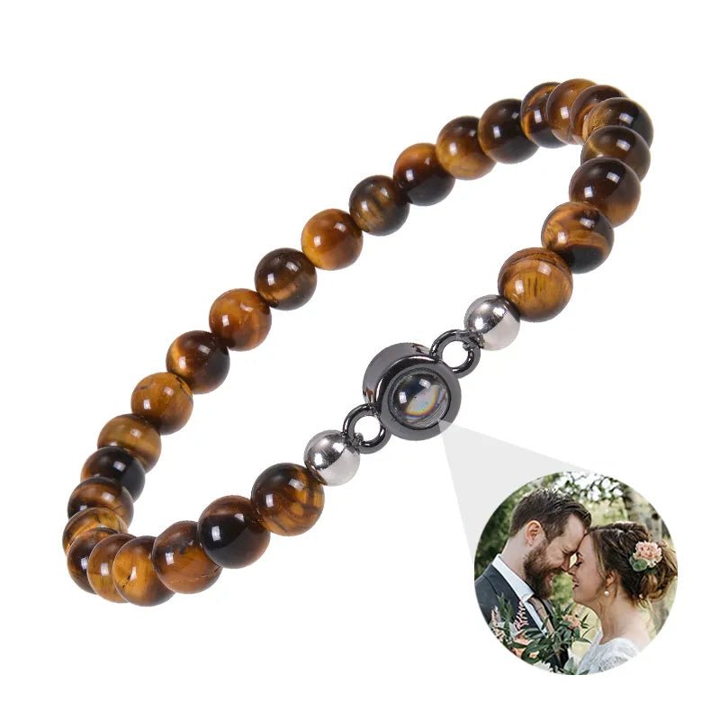 Bracelet Photo Personnalisé Homme En Perles - Bijoux De Lune