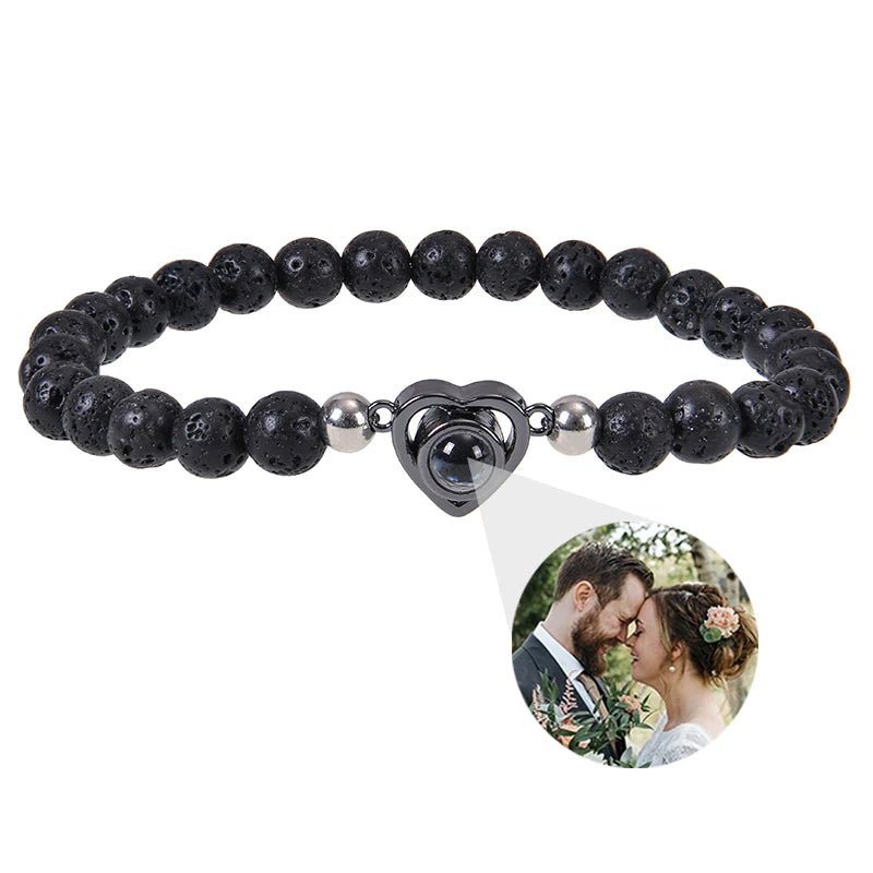 Bracelet Photo Personnalisé Homme En Perles - Bijoux De Lune