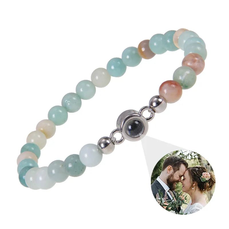 Bracelet Photo Personnalisé Homme En Perles - Bijoux De Lune