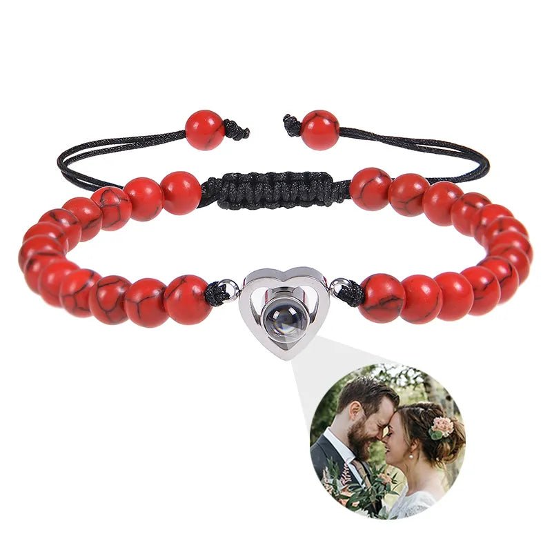 Bracelet Photo Personnalisé Homme En Perles - Bijoux De Lune