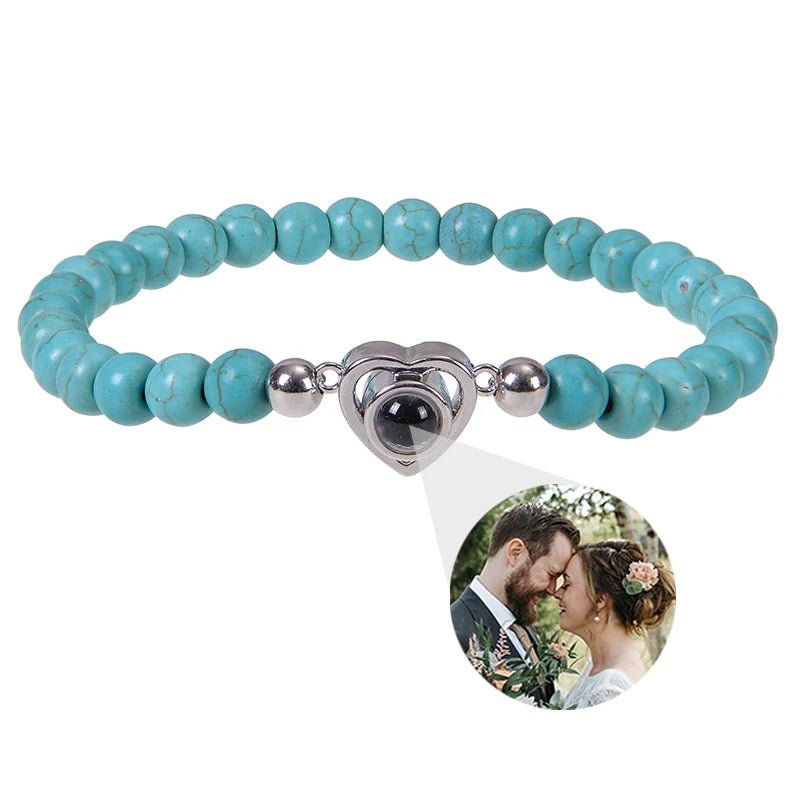 Bracelet Photo Personnalisé Homme En Perles - Bijoux De Lune