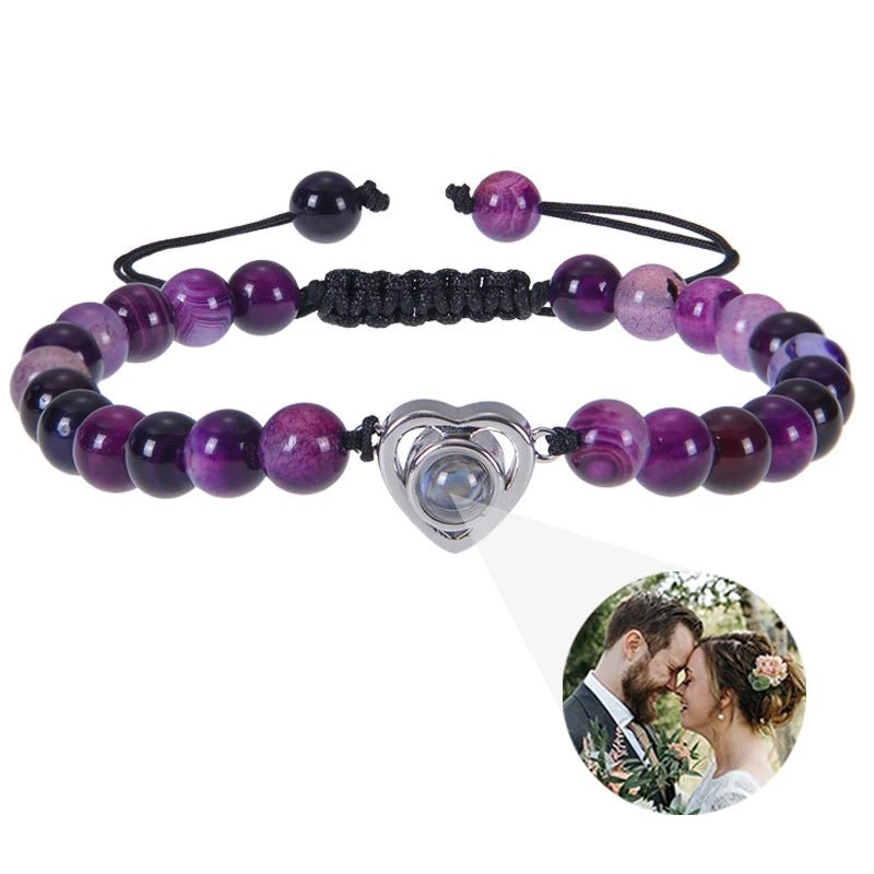 Bracelet Photo Personnalisé Homme En Perles - Bijoux De Lune