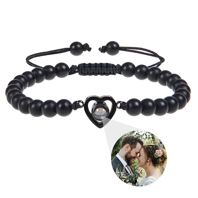Bracelet Photo Personnalisé Homme En Perles - Bijoux De Lune