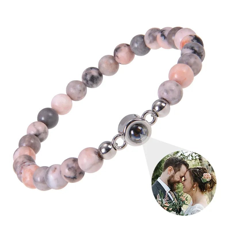 Bracelet Photo Personnalisé Homme En Perles - Bijoux De Lune