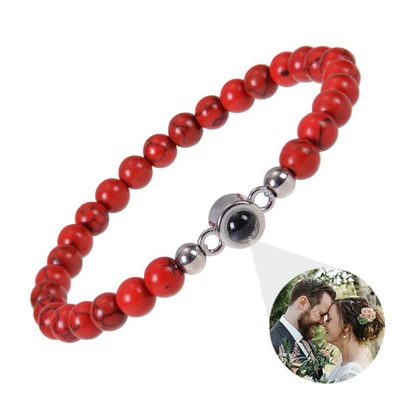 Bracelet Photo Personnalisé Homme En Perles - Bijoux De Lune