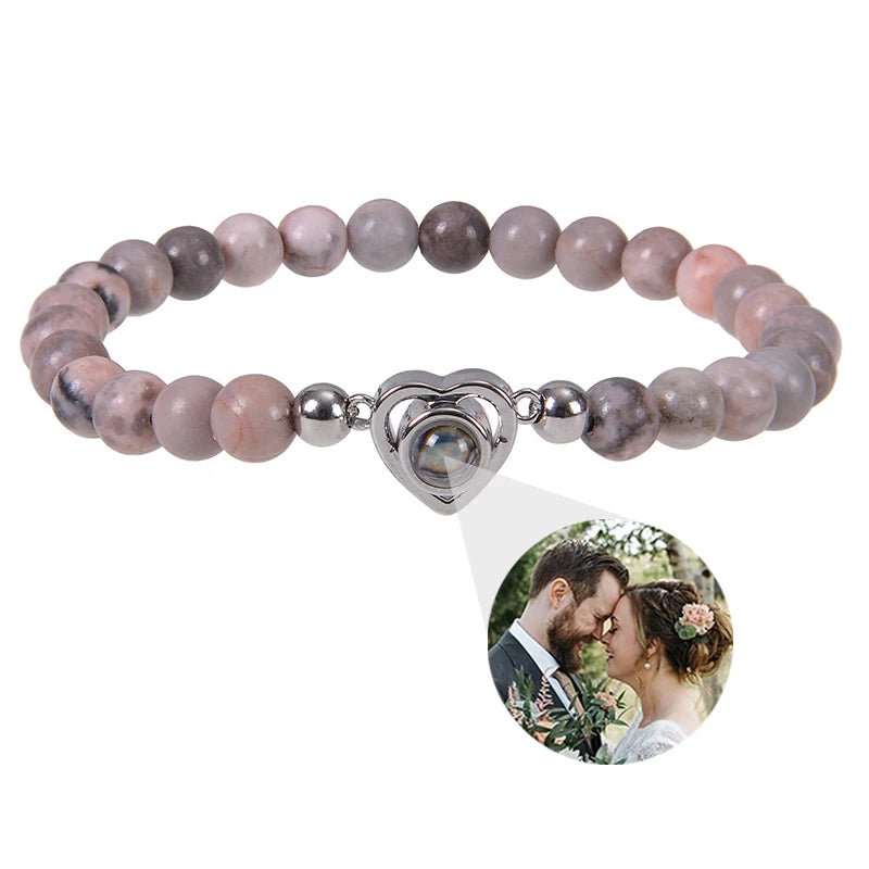 Bracelet Photo Personnalisé Homme En Perles - Bijoux De Lune