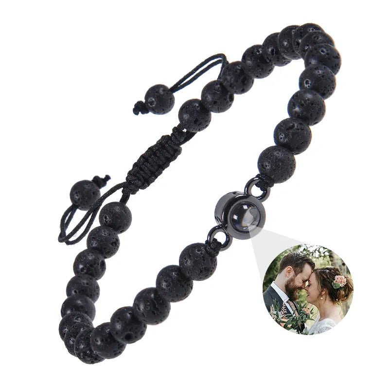 Bracelet Photo Personnalisé Homme En Perles - Bijoux De Lune